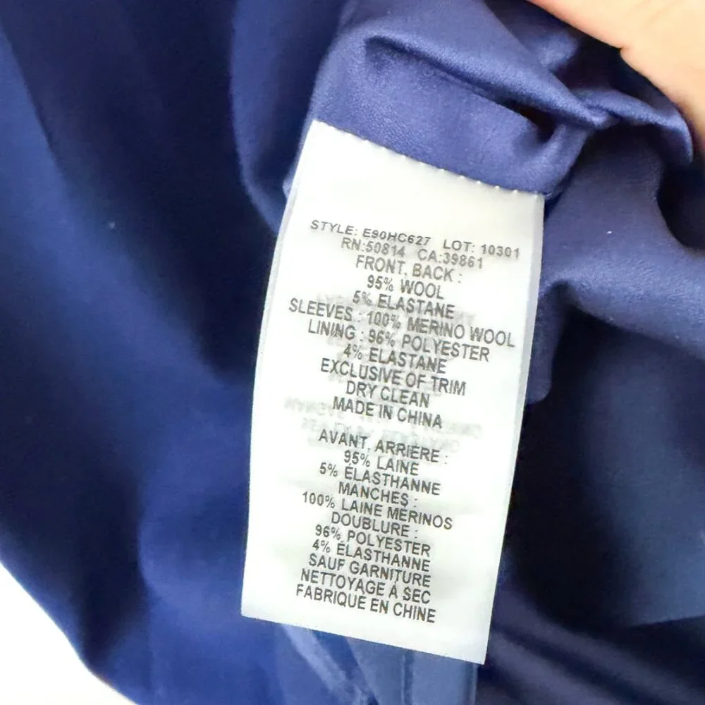 elie tahari // long sleeve wool mid-length blue dress 2 - Picture 5 of 7